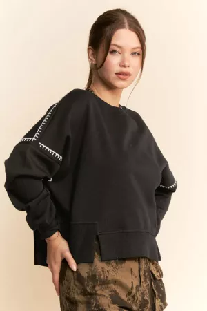 wholesale clothing contrast stitch crewneck sweatshirts davi & dani