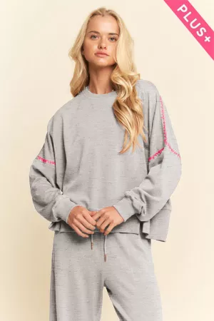 wholesale clothing plus contrast stitch crewneck sweatshirts davi & dani