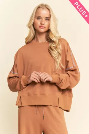 wholesale clothing plus contrast stitch crewneck sweatshirts davi & dani