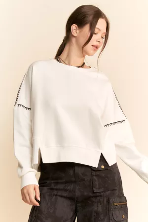 wholesale clothing contrast stitch crewneck sweatshirts davi & dani