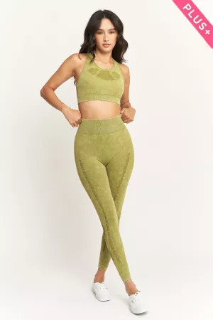 wholesale clothing plus two-piece activewear set crop top leggings davi & dani