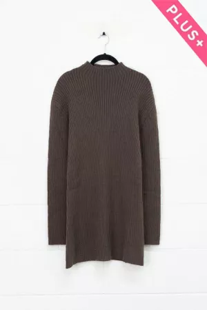 wholesale clothing plus long sleeve ribbed knit dress high neckline davi & dani