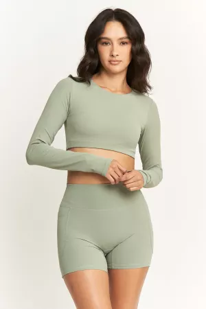 wholesale clothing cropped long sleeved yoga top davi & dani