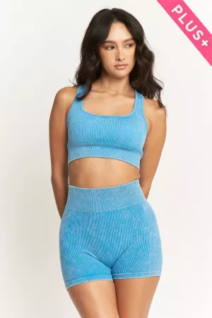 wholesale clothing plus two-piece bra yoga top shorts leggings set davi & dani