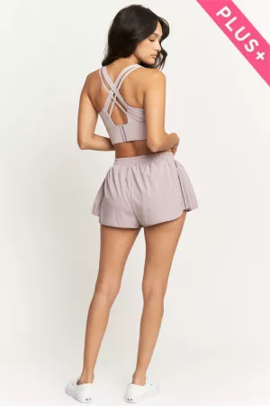 wholesale clothing plus crop zip-front sports bra pleated shorts set davi & dani