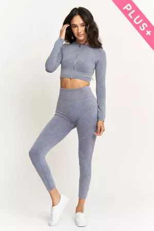 wholesale clothing plus 3pcs jacket crop top long legging set davi & dani