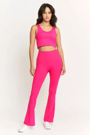 wholesale clothing 2pcs sleeveless crop top flare leggings pants set davi & dani