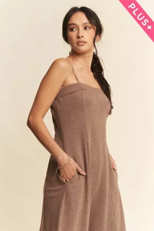 wholesale clothing plus straps tube open back wide leg jumpsuit davi & dani