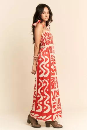 wholesale clothing retro geo floral position printed knit jumpsuit davi & dani