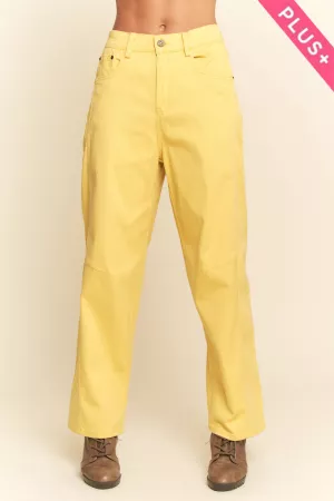 wholesale clothing plus front seam raw hem wide barrel denim pants davi & dani