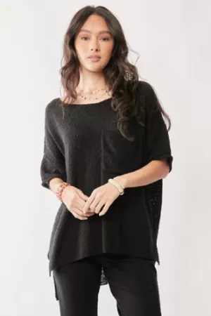 wholesale clothing solid round neck midi sleeve loose top sweater davi & dani