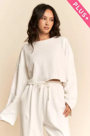 wholesale clothing plus rhinestones speckled fleece lounge set davi & dani