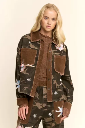 wholesale clothing camo corduroy patch embroidered jacket davi & dani