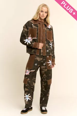 wholesale clothing camo corduroy patch embroidered jacket davi & dani