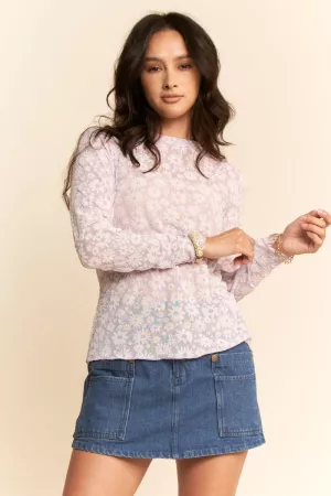 wholesale clothing long sleeve floral mesh top davi & dani