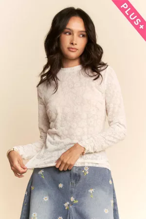 wholesale clothing plus long sleeve floral mesh top davi & dani