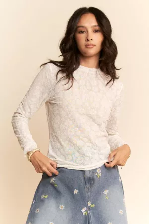 wholesale clothing long sleeve floral mesh top davi & dani