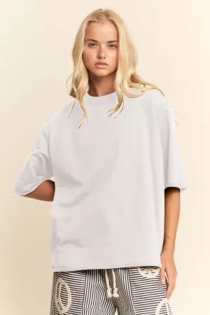 wholesale clothing raw edge oversized drop shoulder long top davi & dani