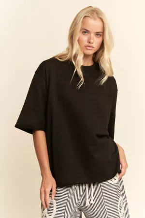 wholesale clothing raw edge oversized drop shoulder long top davi & dani