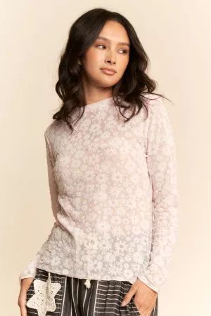 wholesale clothing long sleeve floral mesh top davi & dani