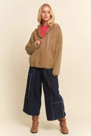 wholesale clothing washed soft compy quilting zip relaxed fit jacket davi & dani