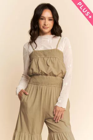 wholesale clothing plus mineral washed knit wide leg tiered jumpsuit davi & dani