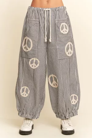 wholesale clothing peace sign pinstripe palazzo pants davi & dani