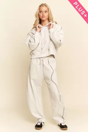 wholesale clothing plus hoodie drawstrings sweatpants pants set davi & dani