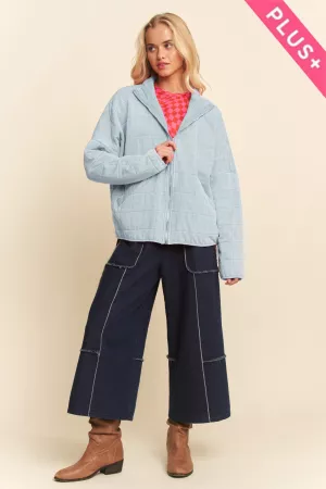wholesale clothing plus washed soft compy quilting zip closure jacket davi & dani
