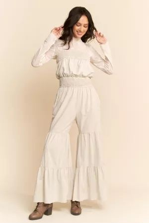 wholesale clothing mineral washed soft knit wide leg tiered jumpsuit davi & dani