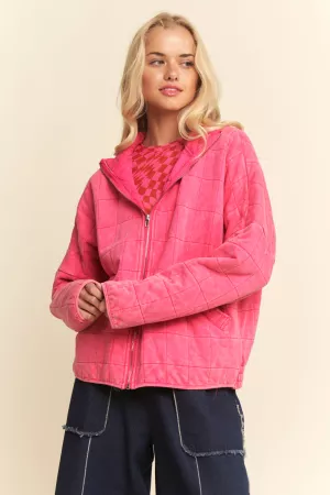 wholesale clothing washed soft compy quilting zip relaxed fit jacket davi & dani