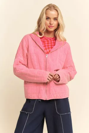 wholesale clothing washed soft compy quilting zip relaxed fit jacket davi & dani