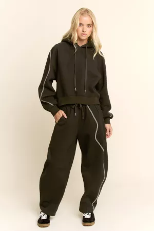 wholesale clothing hoodie drawstrings wide leg sweatpants pants set davi & dani