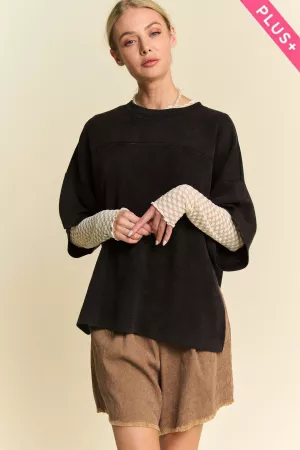 wholesale clothing plus washed crew neck top cargo pockets pants set davi & dani