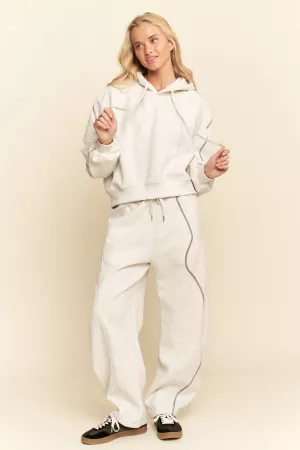 wholesale clothing hoodie drawstrings wide leg sweatpants pants set davi & dani
