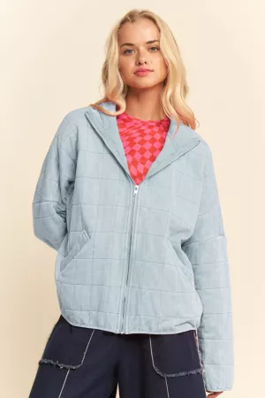 wholesale clothing washed soft compy quilting zip relaxed fit jacket davi & dani