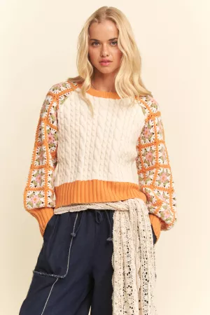 wholesale clothing cable knit design ribbed cuffs textured davi & dani