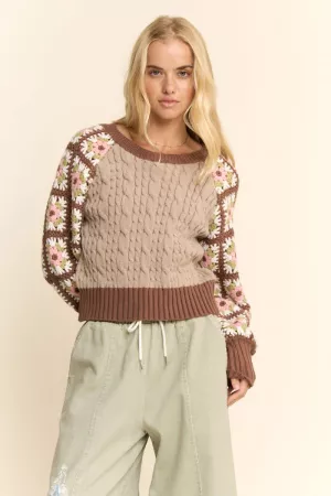 wholesale clothing cable knit design ribbed cuffs textured davi & dani