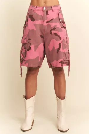 wholesale clothing dusty camo drawstring waisted shorts relaxed fit davi & dani