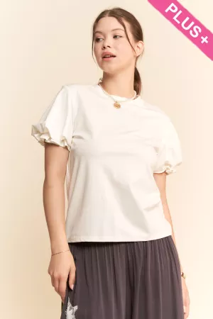 wholesale clothing plus puff short sleeve crew neck top davi & dani