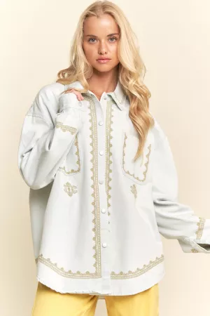 wholesale clothing soft-wash denim shirt jacket davi & dani