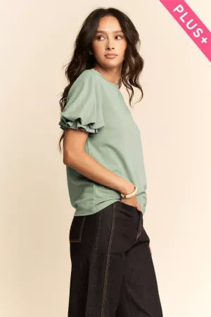 wholesale clothing plus puff short sleeve crew neck top davi & dani