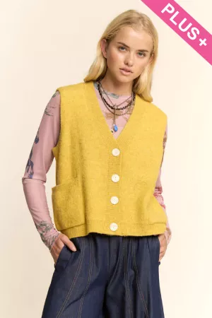 wholesale clothing plus textured button up knit sweater vest davi & dani