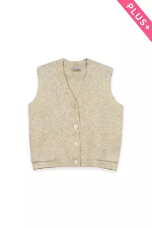 wholesale clothing plus textured button up knit sweater vest davi & dani