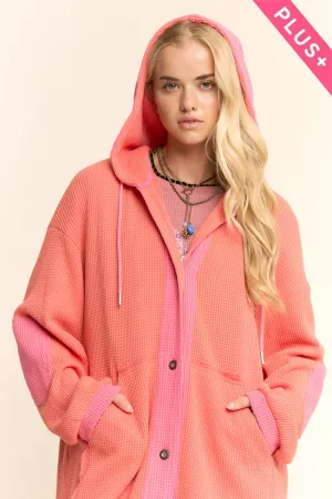 wholesale clothing plus heavy waffle contrast hoodie coat jacket davi & dani