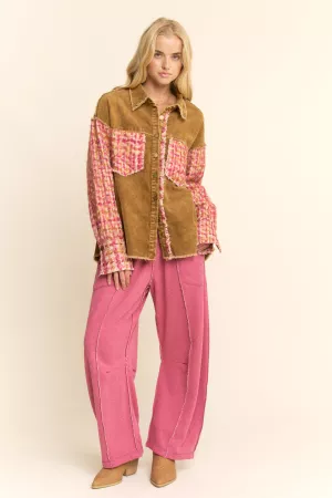 wholesale clothing washed corduroy tweed pocket shirt jacket davi & dani