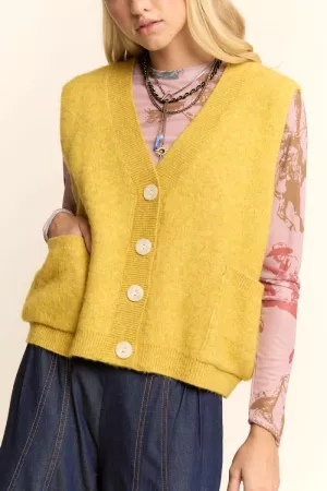 wholesale clothing textured button up knit sweater vest davi & dani