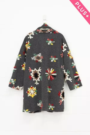 wholesale clothing plus chunky snow floral open cardigan jacket davi & dani