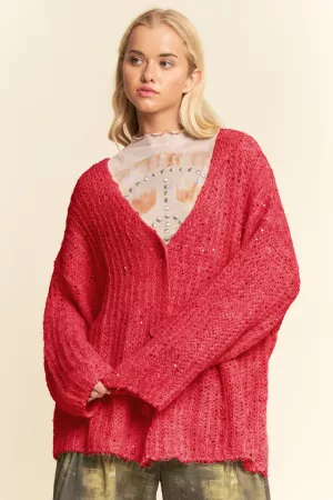 wholesale clothing sequin speckled oversized knit style cardigan davi & dani