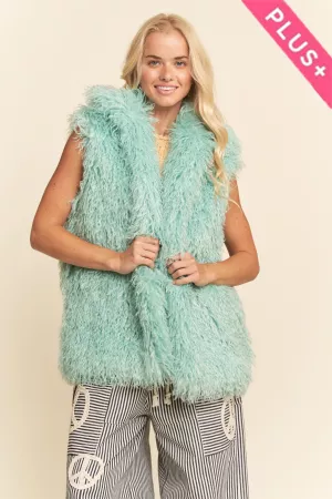 wholesale clothing plus faux shearling shaggy vest davi & dani
